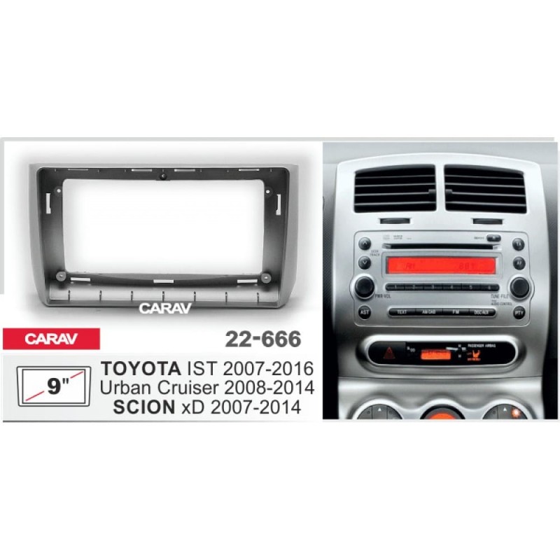 Штатная магнитола 22-666: 9-inch для TOYOTA IST 2007-2016, URBAN CRUISER 2008-2014 - A09D